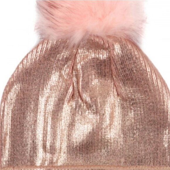 PINK METALLIC BEANIE / HAT - Picture 2 of 4
